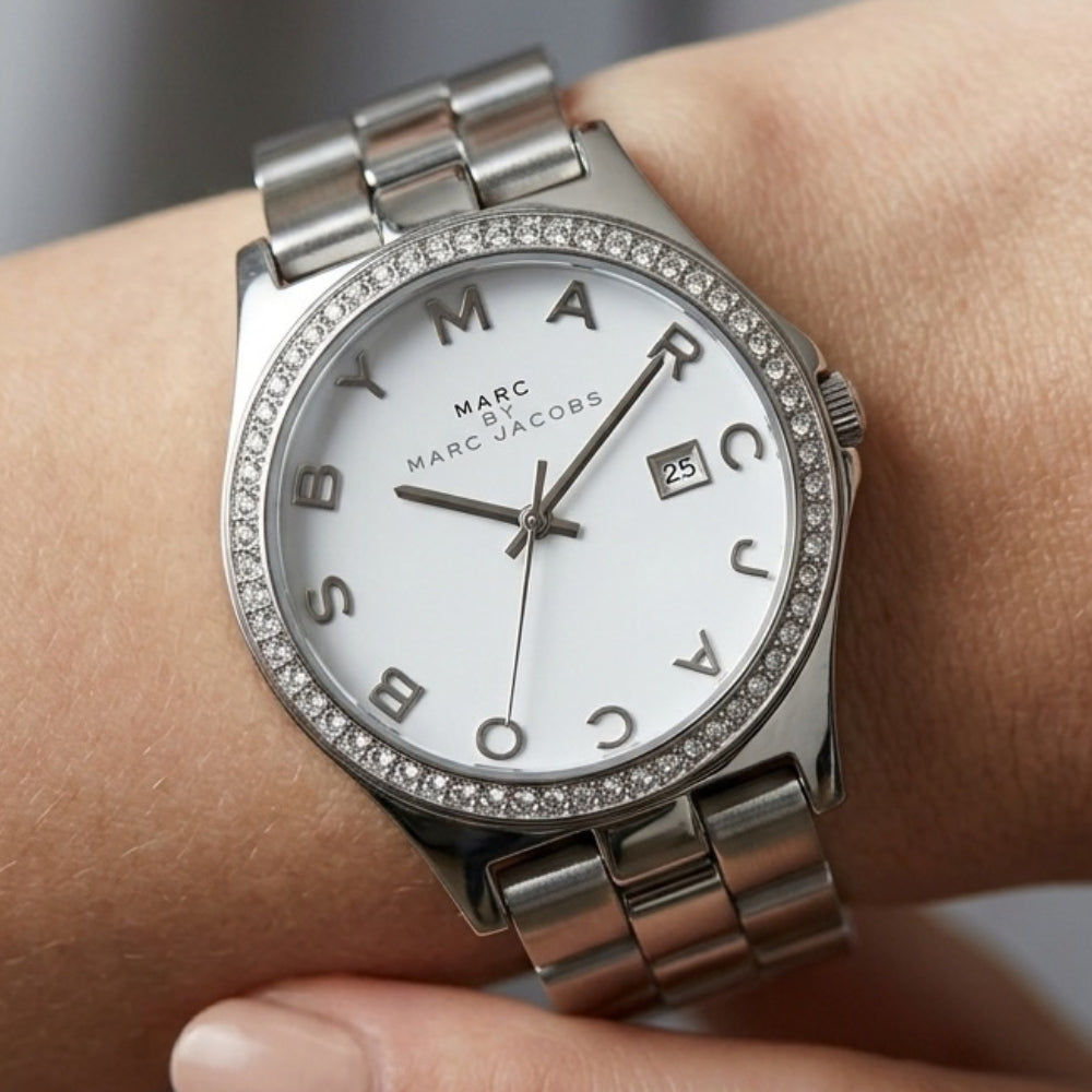 Marc Jacobs Reloj Henry Para Damas Silver & White
