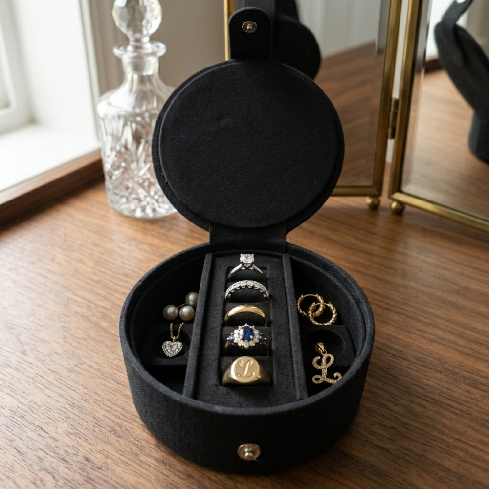Mini Joyero Jewelry Organizer Black Floral