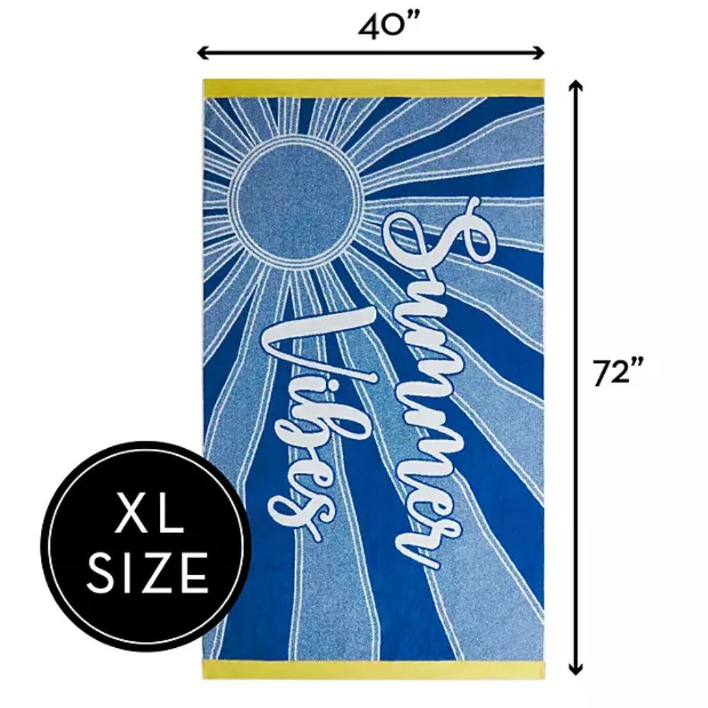 Toalla de Playa 100% Algodon Extra Grande Diseño Summer Vibes 102cm x 183cm