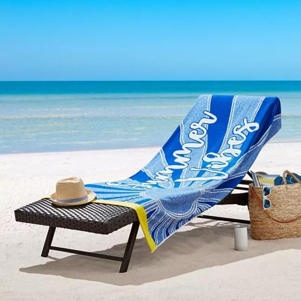 Toalla de Playa 100% Algodon Extra Grande Diseño Summer Vibes 102cm x 183cm