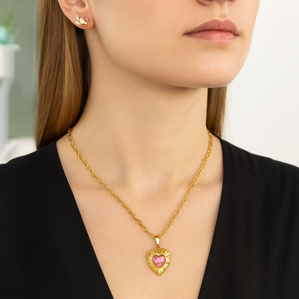 Juicy Couture Set De Collar y Zarcillos Pink Heart