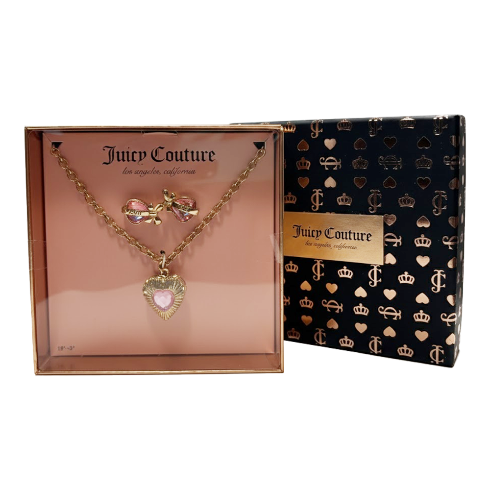 Juicy Couture Set De Collar y Zarcillos Pink Heart