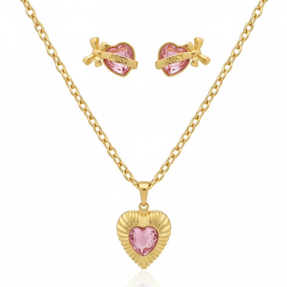 Juicy Couture Set De Collar y Zarcillos Pink Heart
