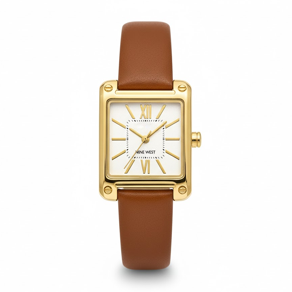 Nine West Reloj Para Damas Square Mocha & Golden