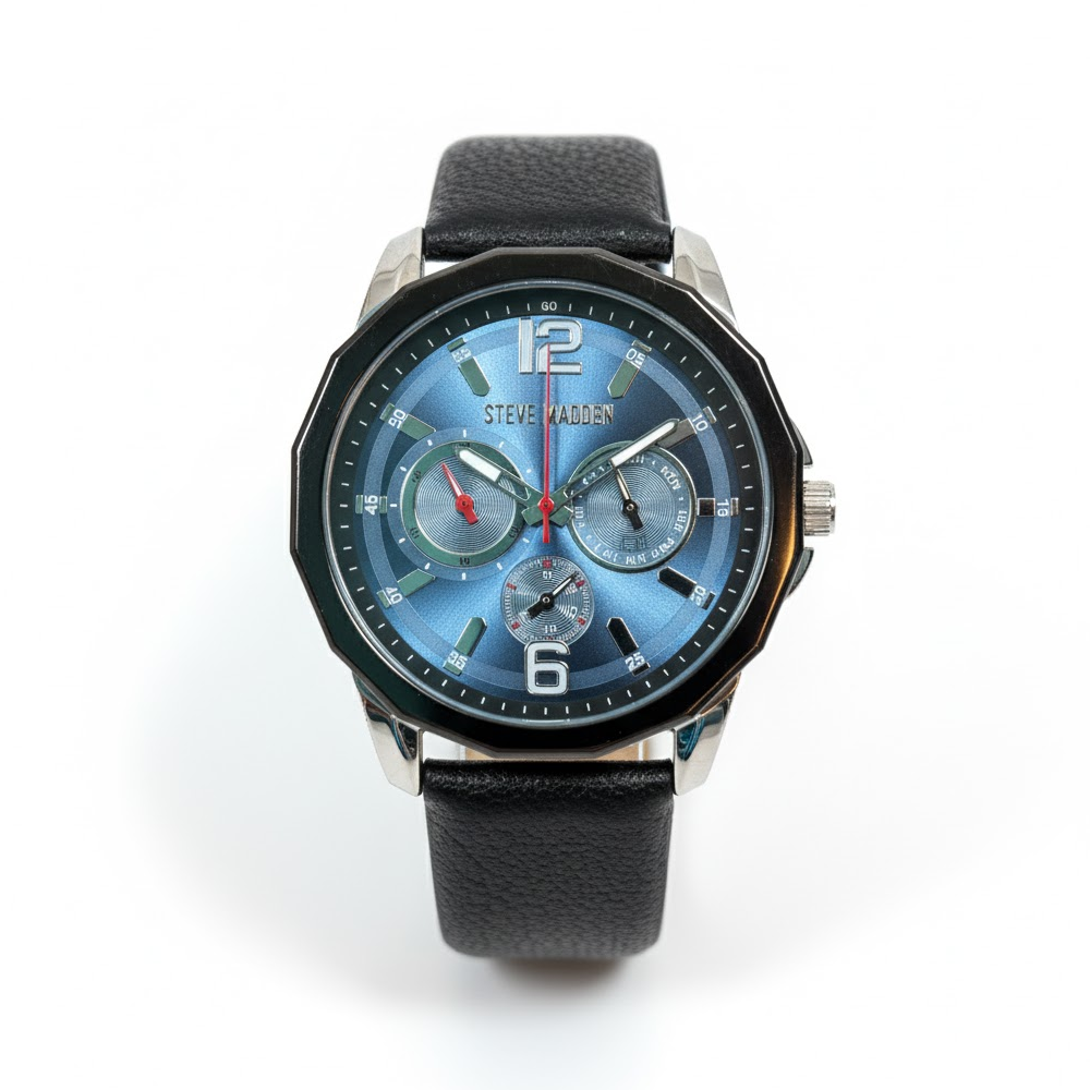 Steve Madden Reloj Para Caballero Black Correa de Cuero