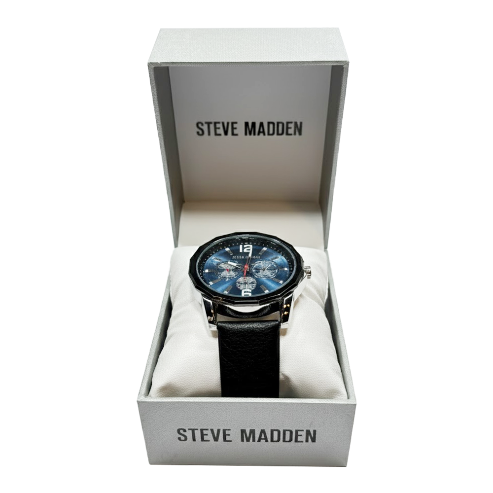 Steve Madden Reloj Para Caballero Black Correa de Cuero