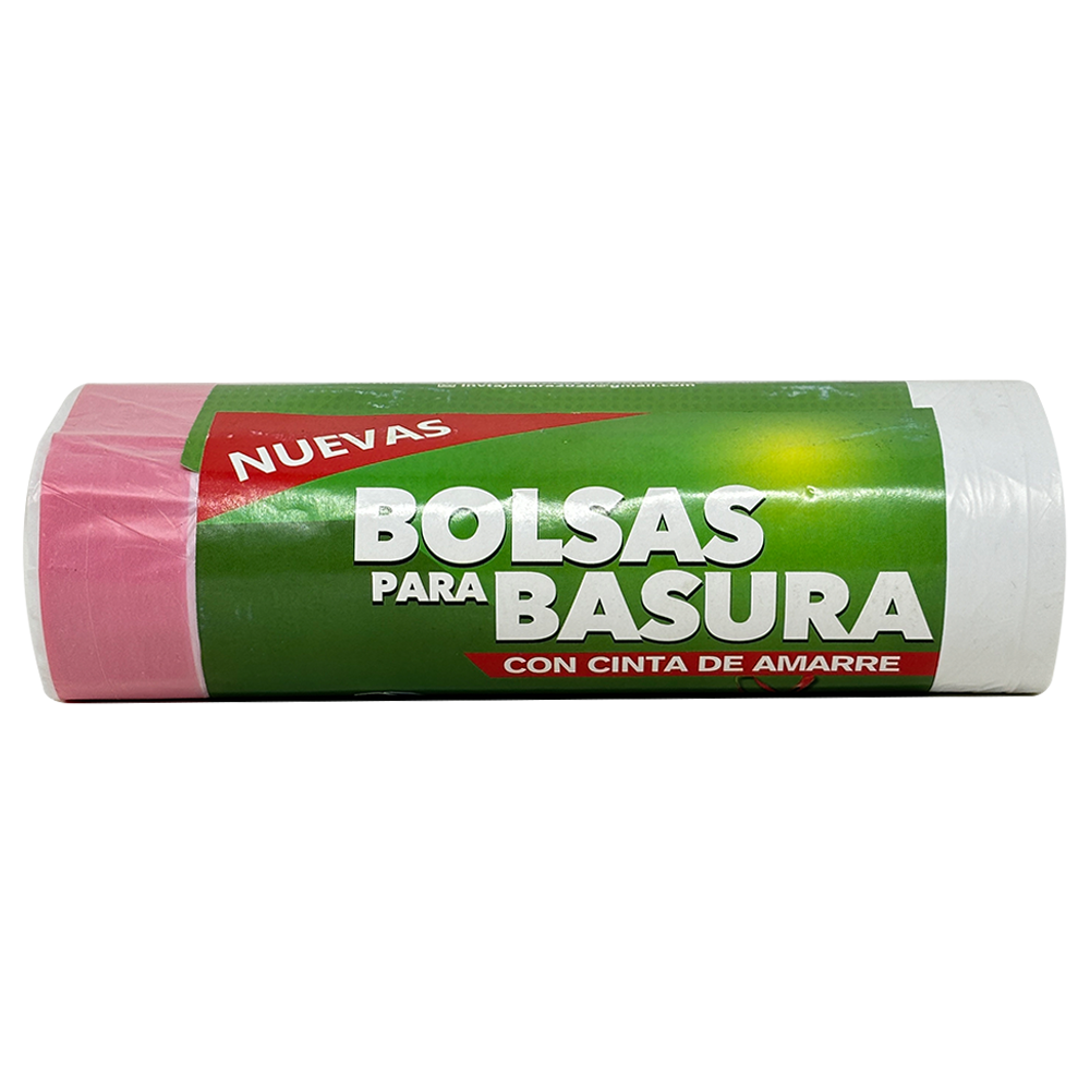 Rollo de 20 Bolsas para Basura con Cinta de Amarre de 30 Litros Color Blanco