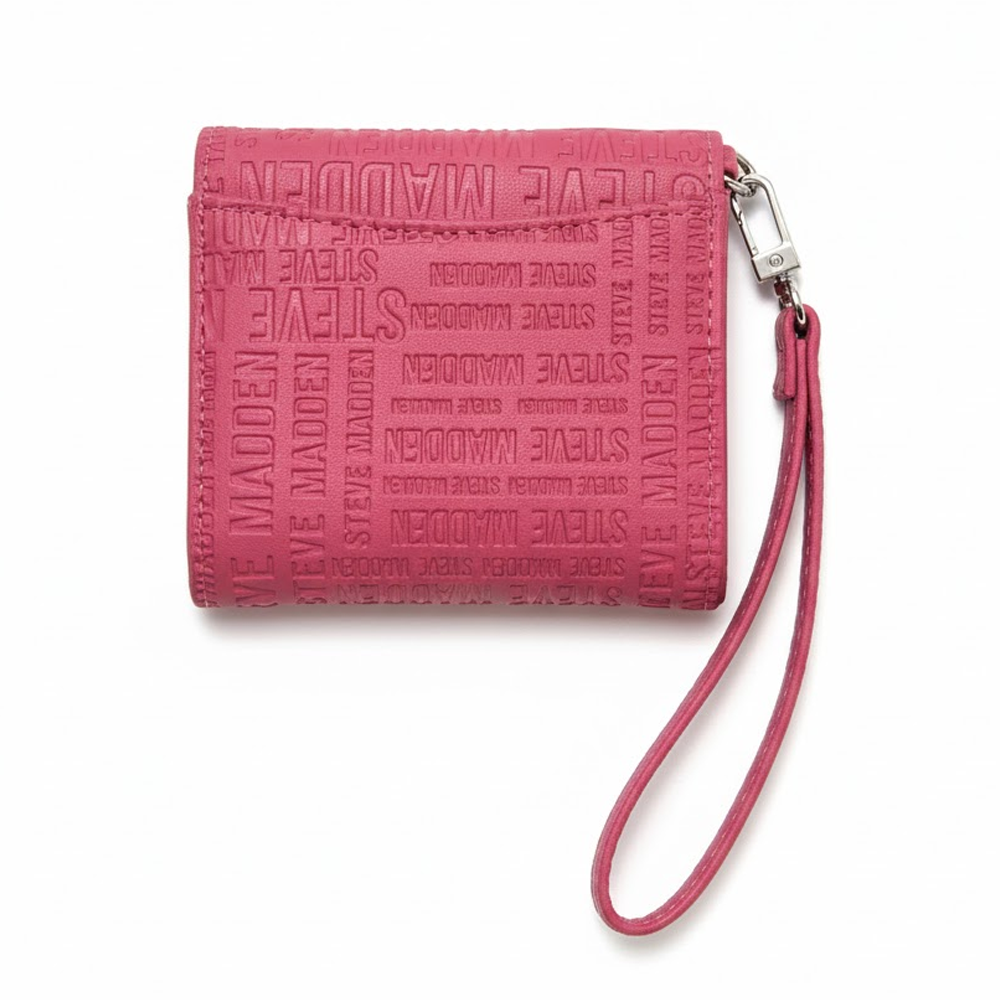 Steve Madden Monedero Embossed Logo Bifold Zip Pink