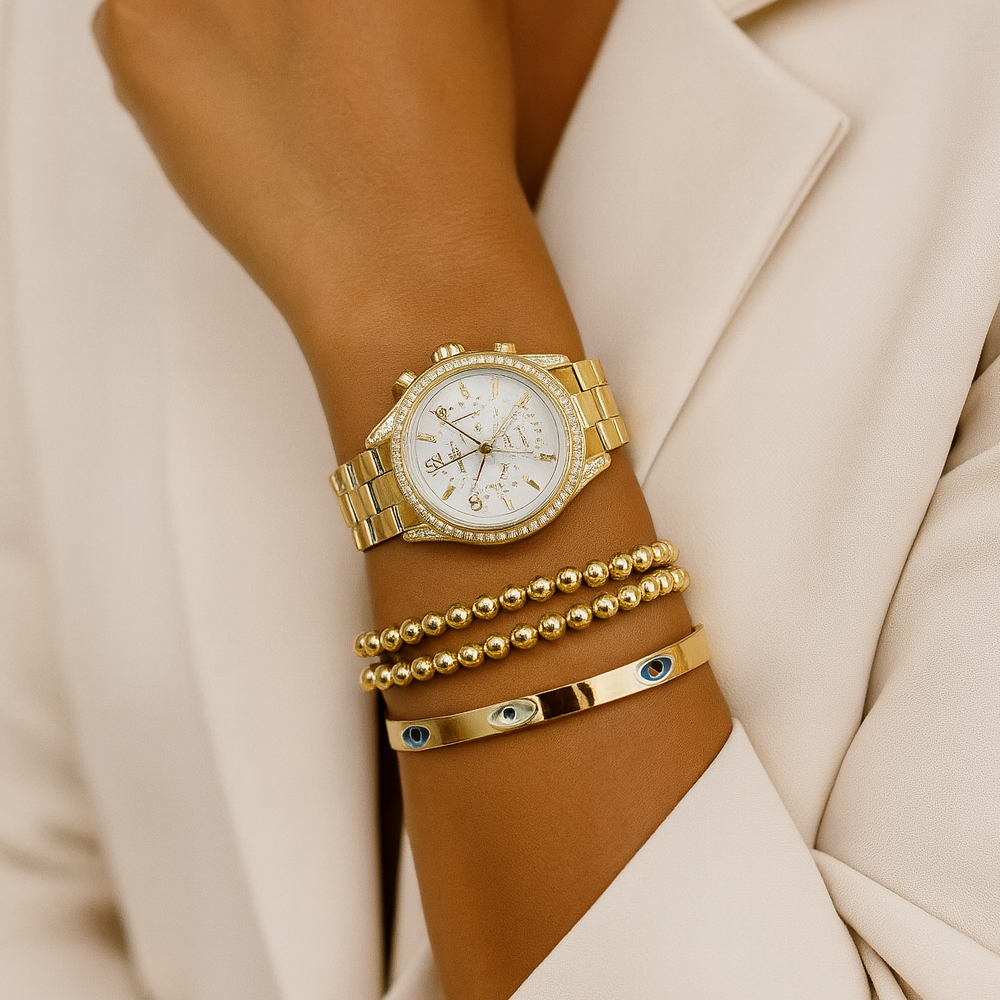 Aeropostale Set De Reloj y Pulseras Golden