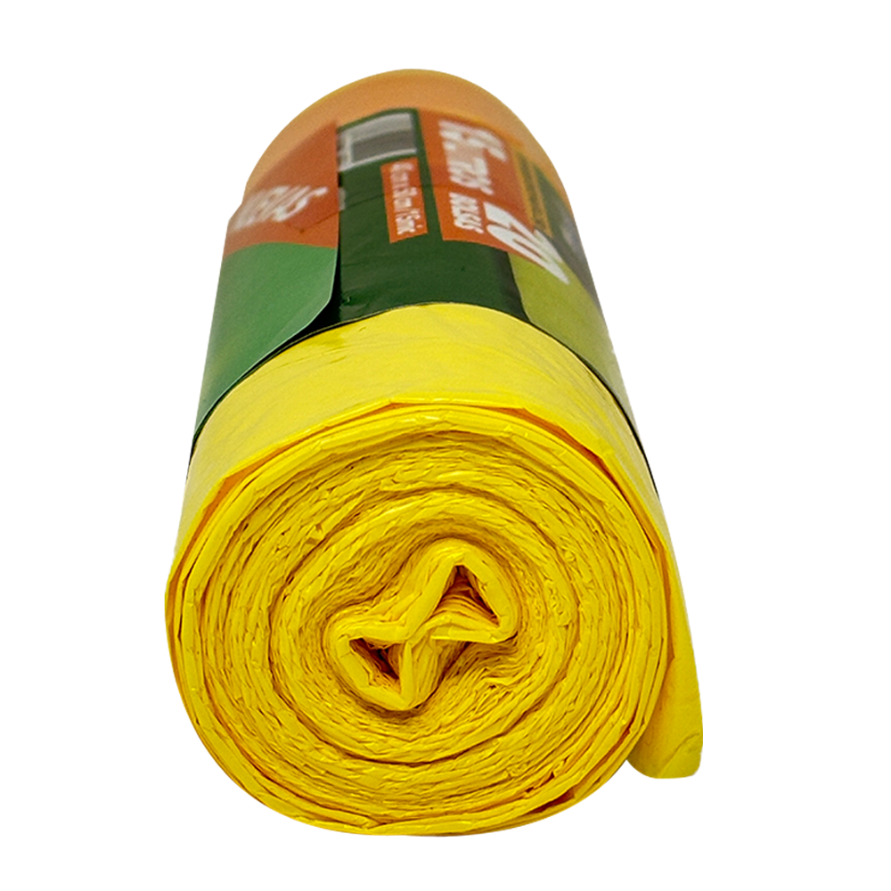 Rollo de 20 Bolsas para Basura con Cinta de Amarre de 15 Litros Color Amarillo Aroma Limon
