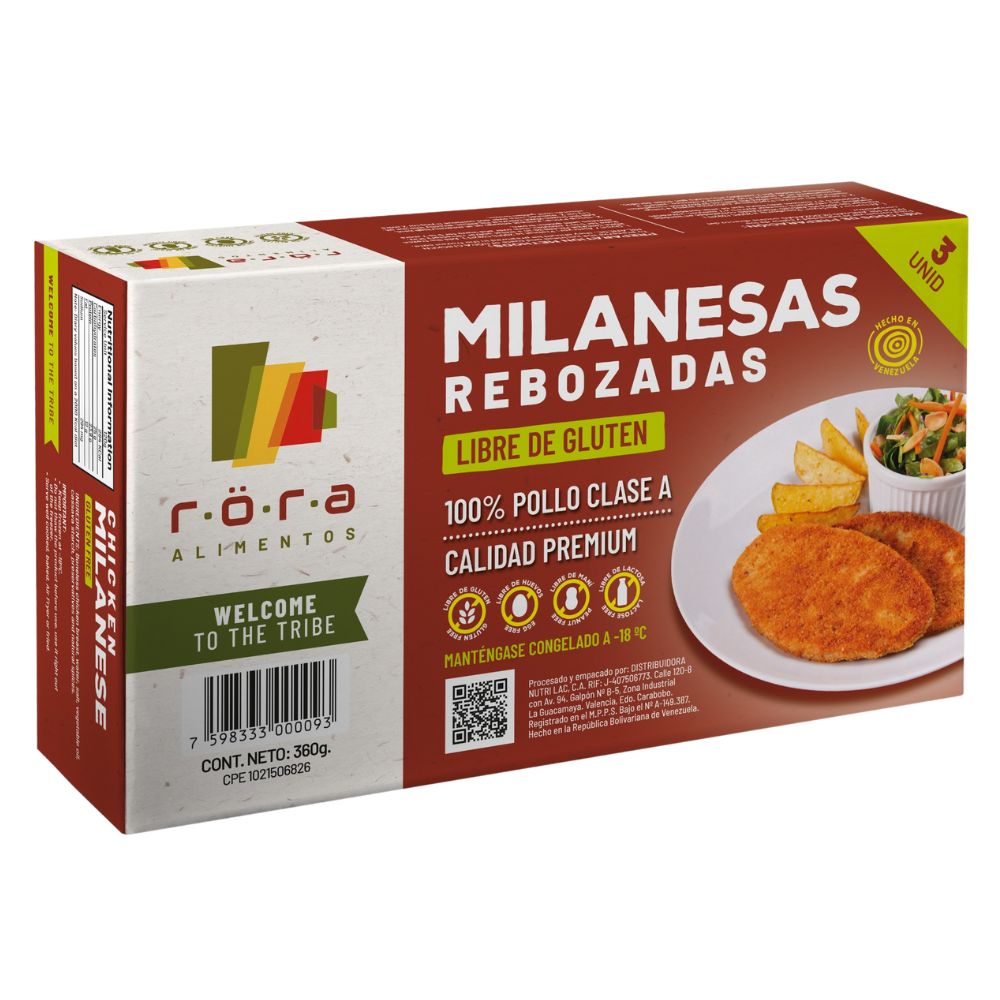 Milanesas Rebozadas Rora Alimentos Libre de Gluten 3 Und