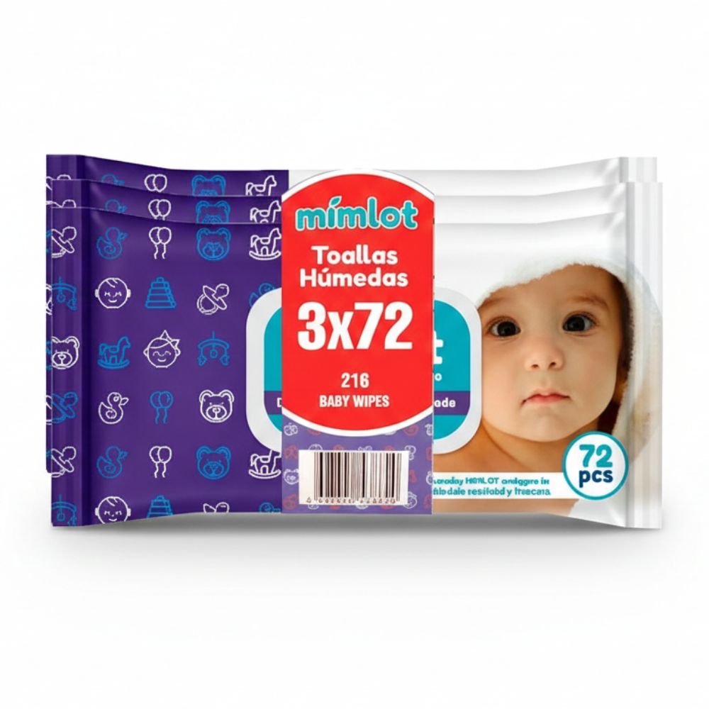 Mimlot 3Pack Toallas Húmedas Baby 72 Pcs