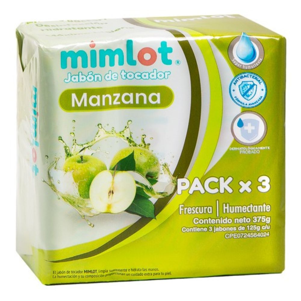 Mimlot Jabón Para Tocador Manzana 3Pack 375gr