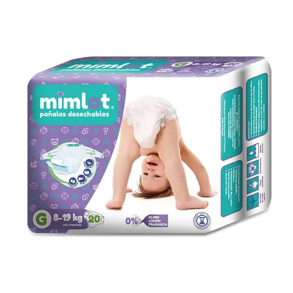 Mimlot Pañal Desechable Bebé Talla G 20 Und