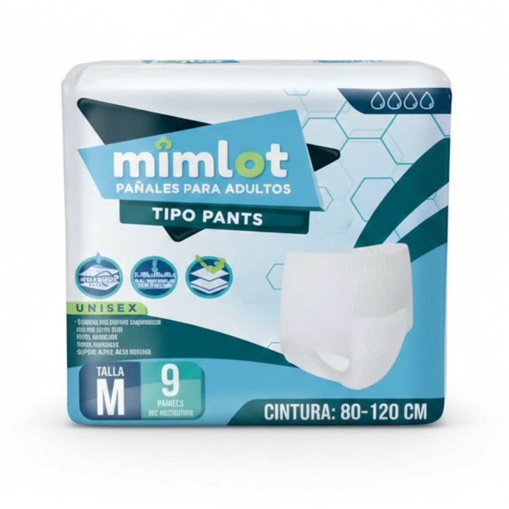 Mimlot Pañales Para Adultos Unisex Tipo Pants Talla M 9 Und