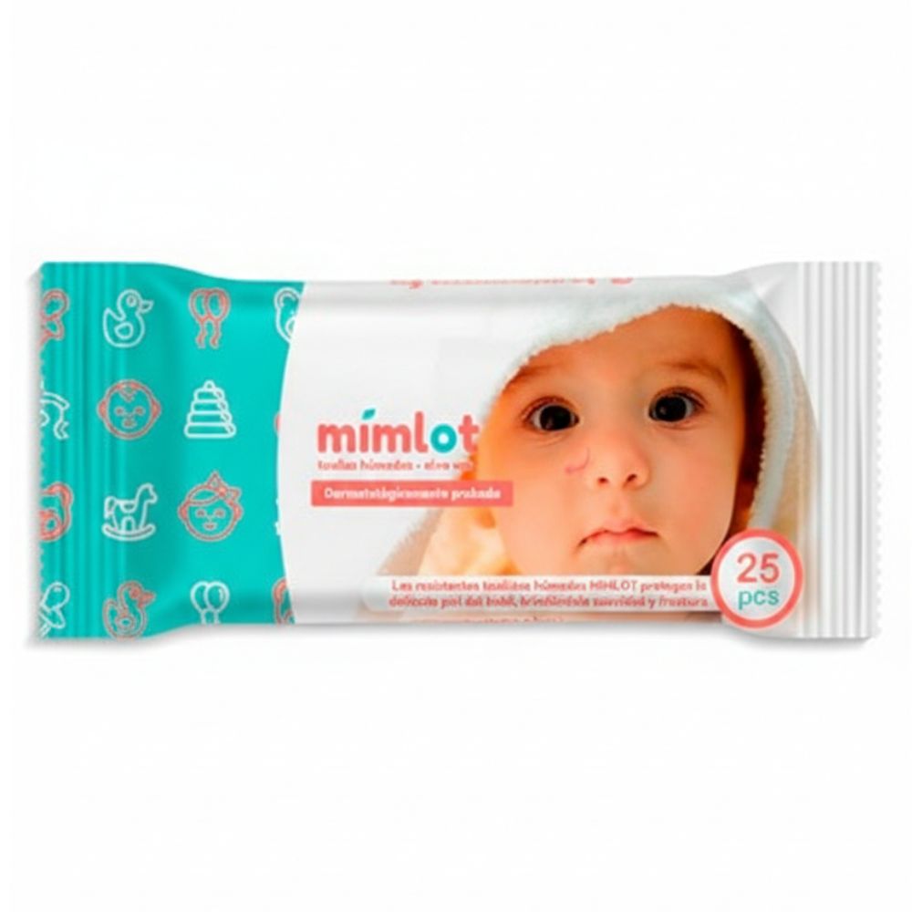 Mimlot Toallas Húmedas Baby Aloe Vera 25 Pcs