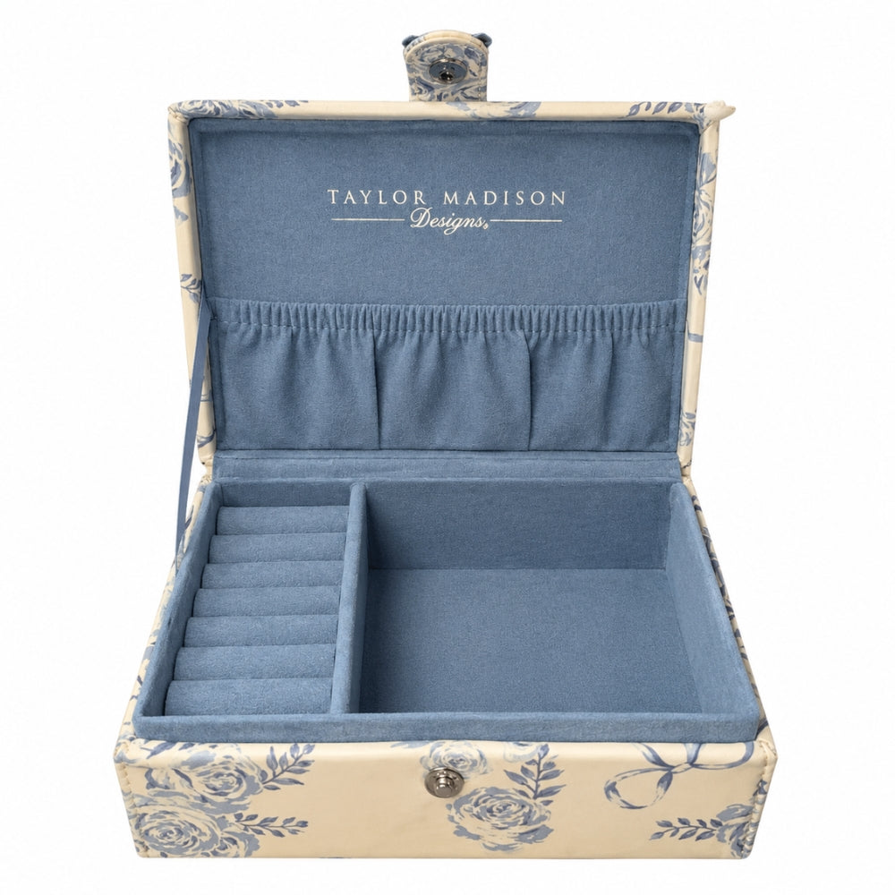Mini Joyero Jewelry Organizer White & Blue Floral