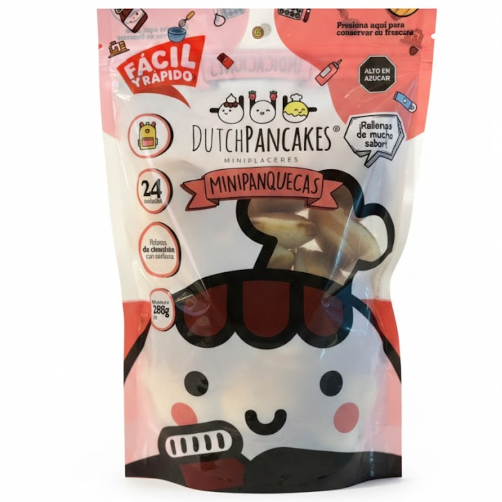 Dutch Pancaques Mini Panquecas Congeladas Rellenas de Chocolate con Avellanas 24 Und