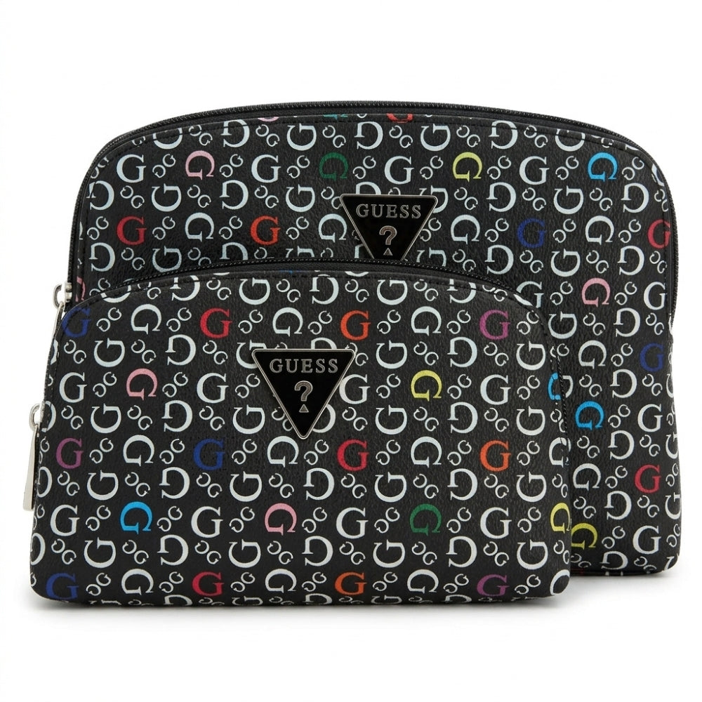 Guess Cosmetiquera Doble Junction Travel Black Multi Logo