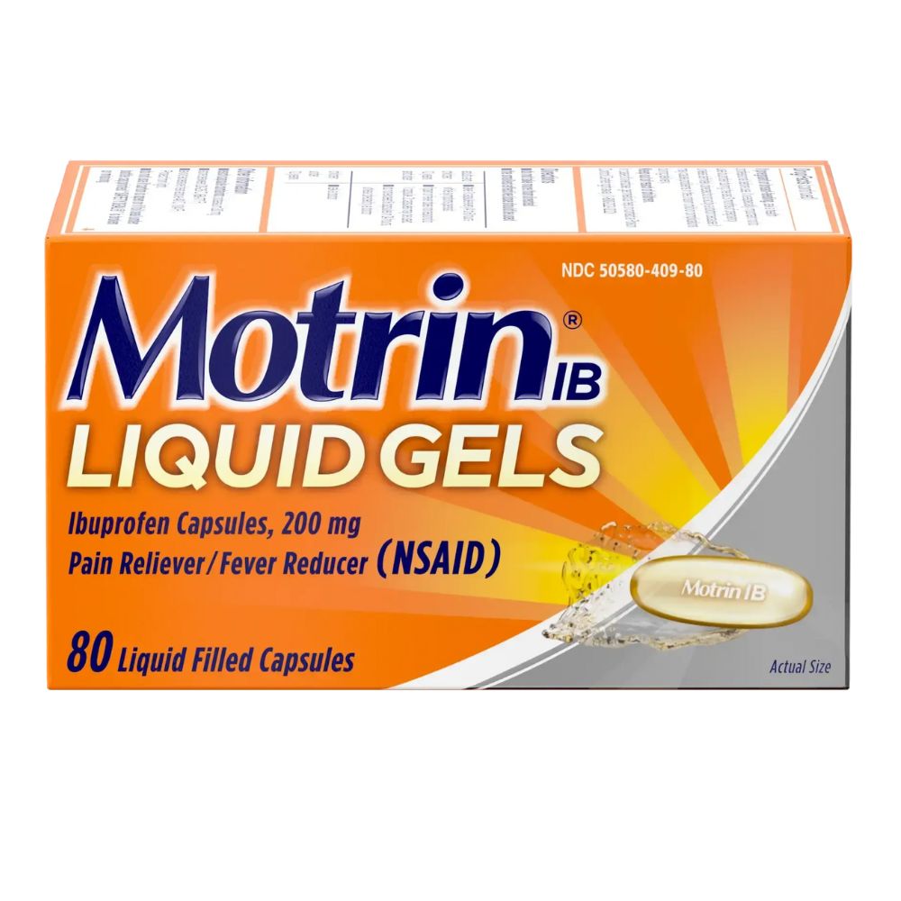 Motrin IB Liquid Gels Ibuprofen Alivio Del Dolor Y La Fiebre 200mg 80 Capsulas
