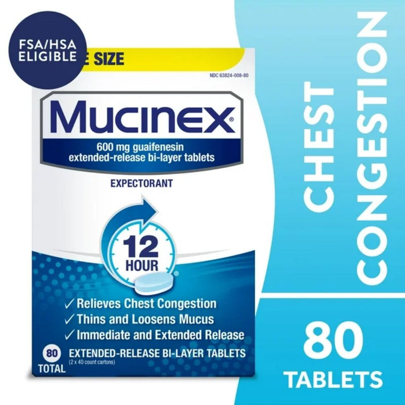 Mucinex Expectorant 80 Tablets Maximum Strength