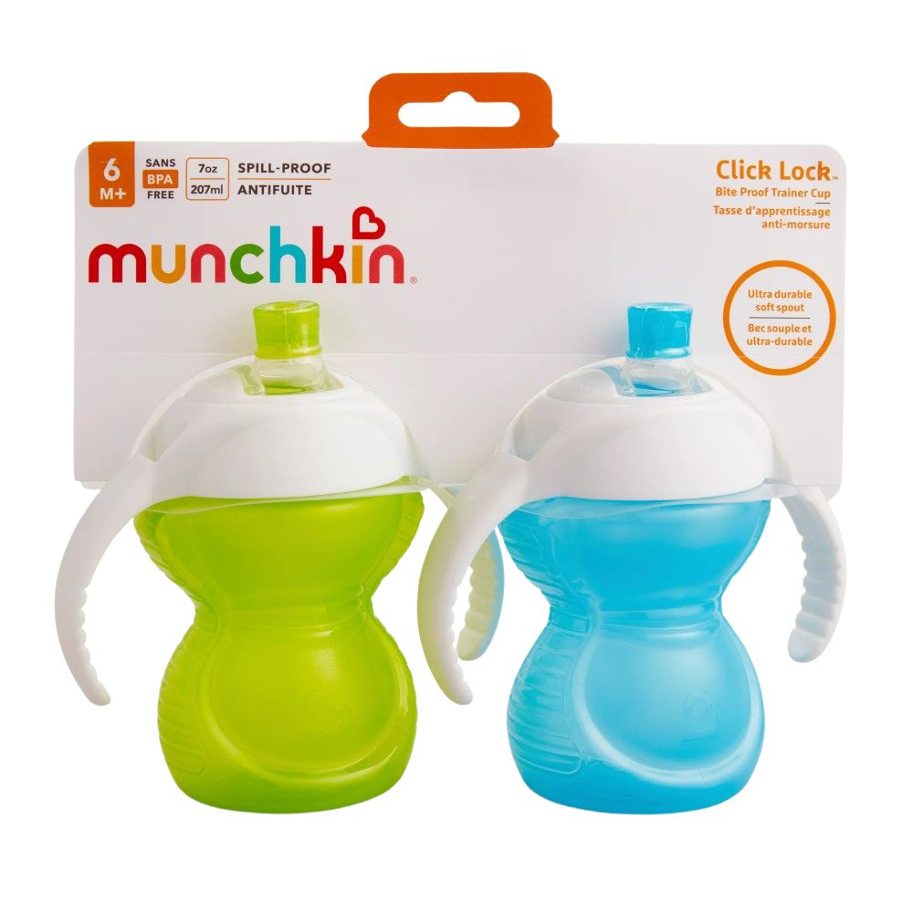 Munchkin Set de 2 Vasos de Transicion Click Lock Spill Proof Verde y Azul 207ml 6+