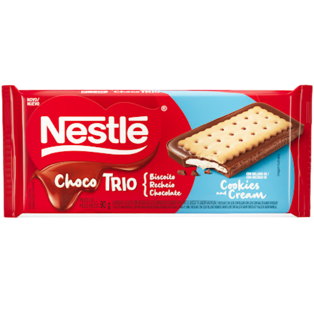 Nestle Chocolate Choco Trio Cookies and Cream 90gr 12 Und