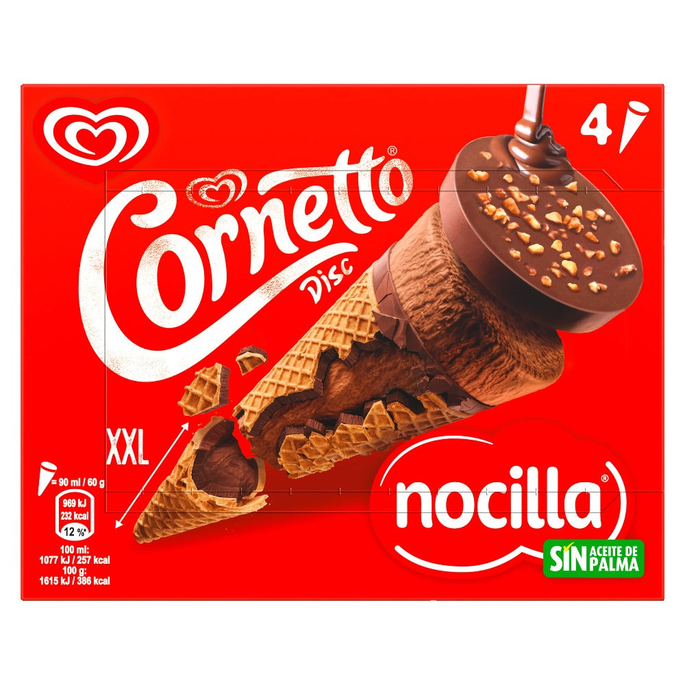 Helados Corneto Nocilla Cone XXL 4und