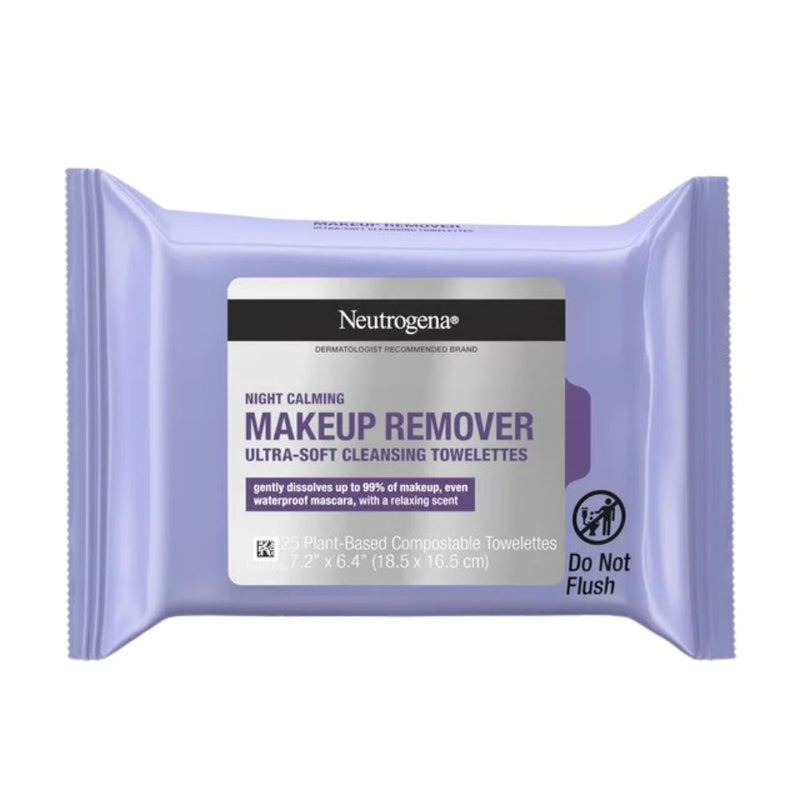 Neutrogena Makeup Remover Night Calming Ultra Soft Cleansing Toallitas Wipes 18.5x16.5cm
