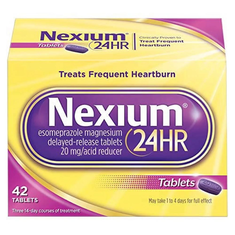 Nexium 24HR Acid Reducer Heartburn Relief Tablets With Esomeprazole Magnesium 42 Tablets