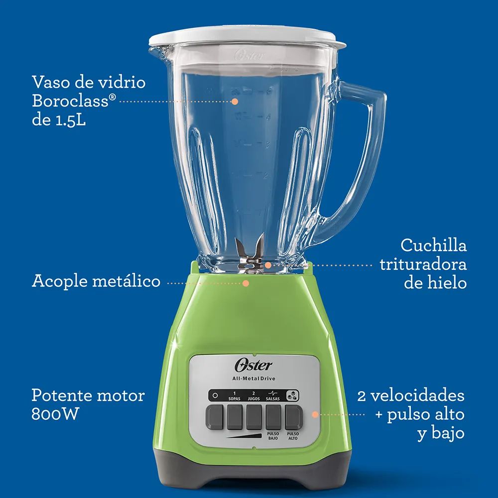 Oster®  Licuadora 2 velocidades más Pulso y Vaso de Vidrio