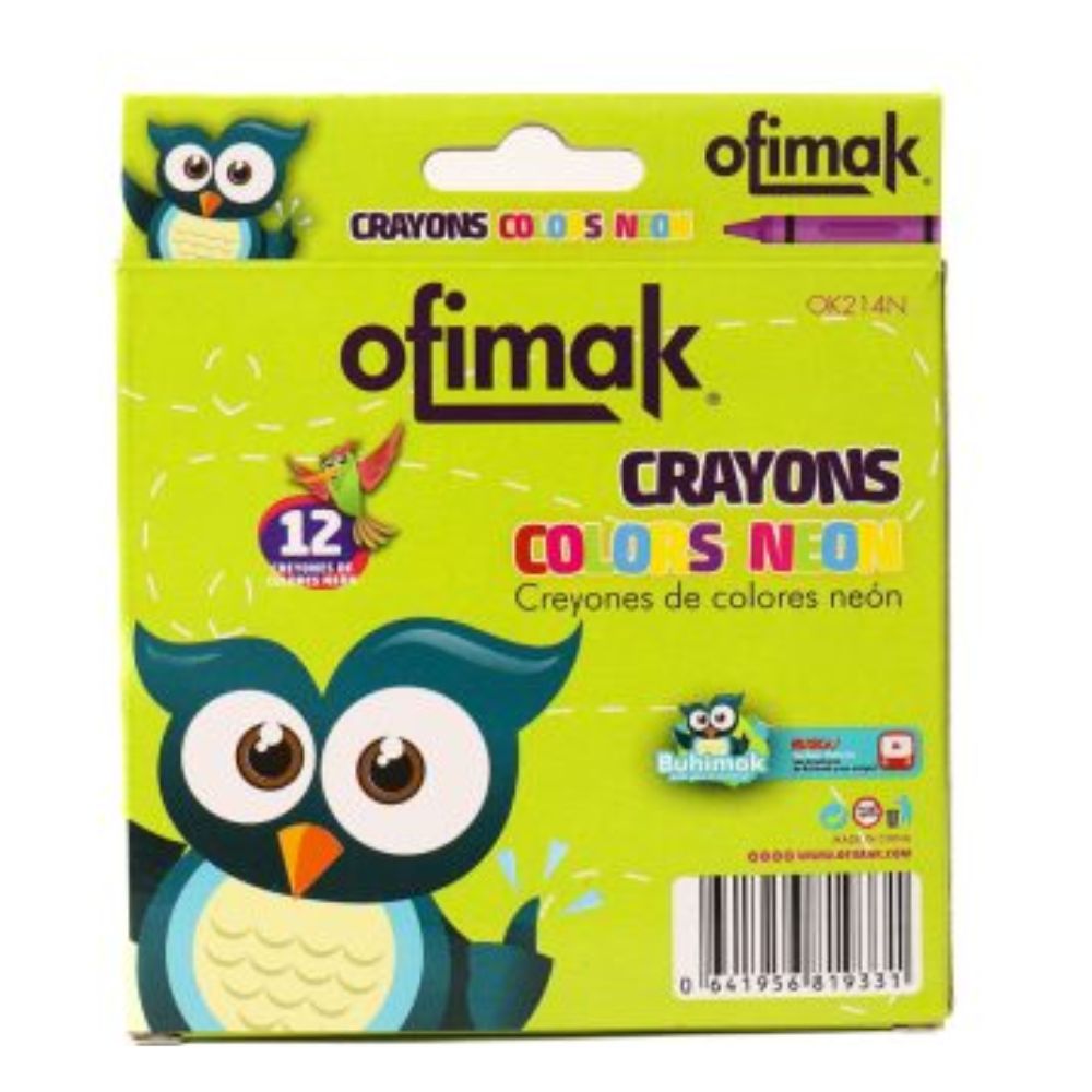 Ofimak Crayones de Cera Neon 12 Und