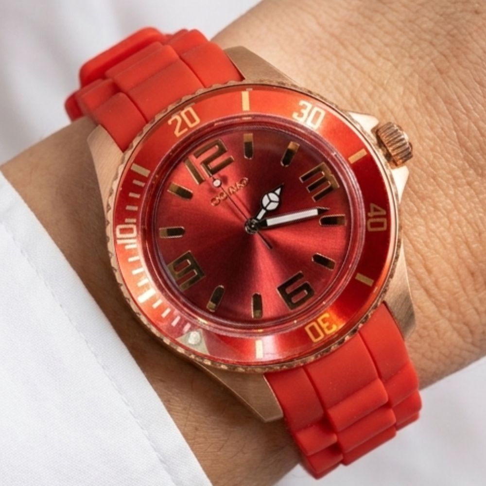 Oozoo Reloj Deportivo Correa De Silicone Para Damas Red