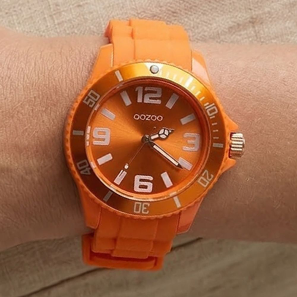 Oozoo Reloj Deportivo Correa De Silicone Para Damas Fluorescent Orange
