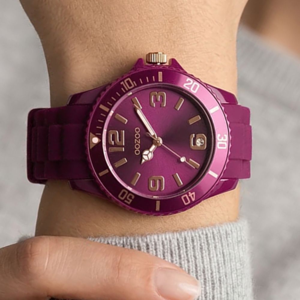 Oozoo Reloj Deportivo Correa De Silicone Para Damas Grape