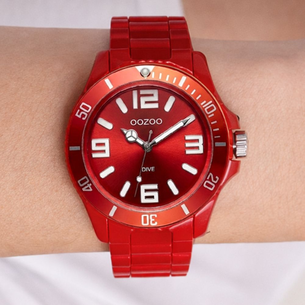 Oozoo Reloj Deportivo Correa De Silicone Para Damas Red