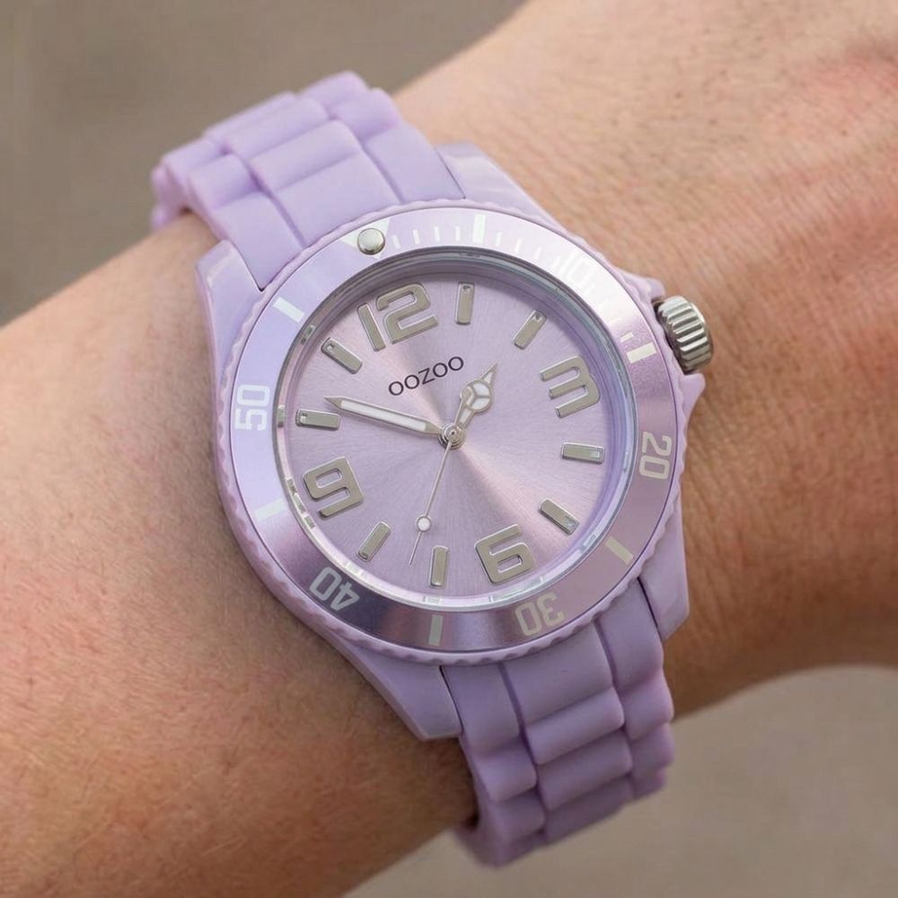 Oozoo Reloj Deportivo Correa De Silicone Para Damas Light Grape