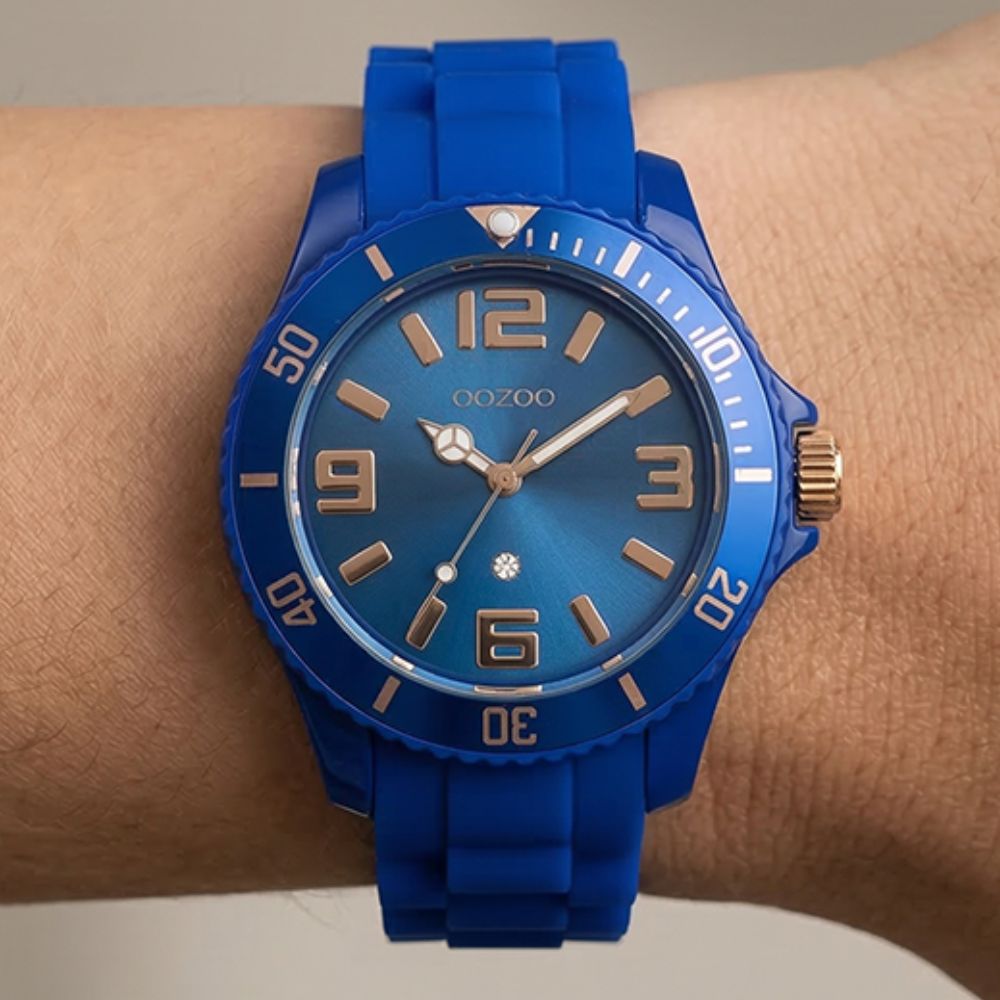 Oozoo Reloj Deportivo Correa De Silicone Para Damas Blue