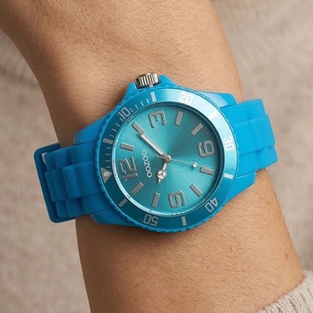 Oozoo Reloj Deportivo Correa De Silicone Para Damas Ocean Blue