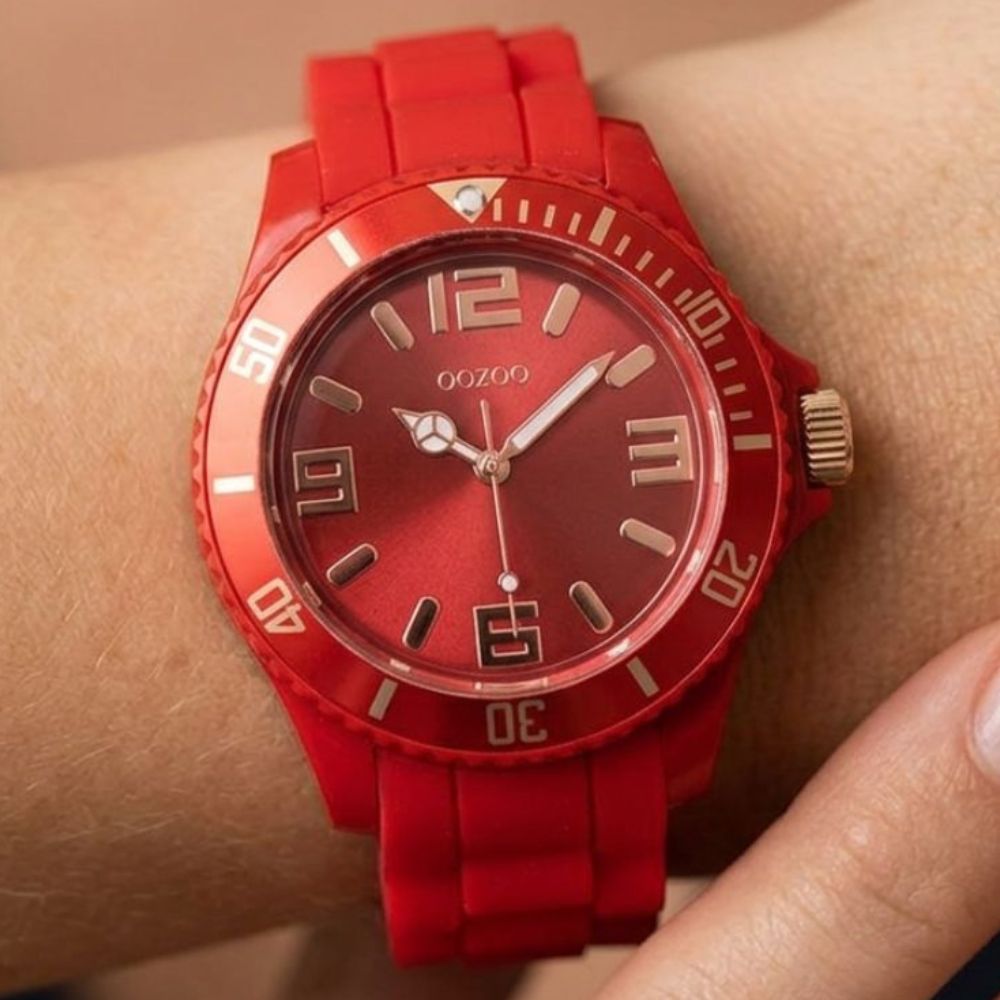 Oozoo Reloj Deportivo Correa De Silicone Unisex Red