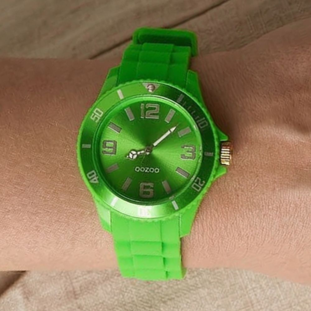 Oozoo Reloj Deportivo Correa De Silicone Para Damas Fluorescent Green