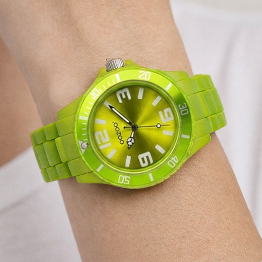 Oozoo Reloj Deportivo Correa De Silicone Para Damas Fluorescent Green