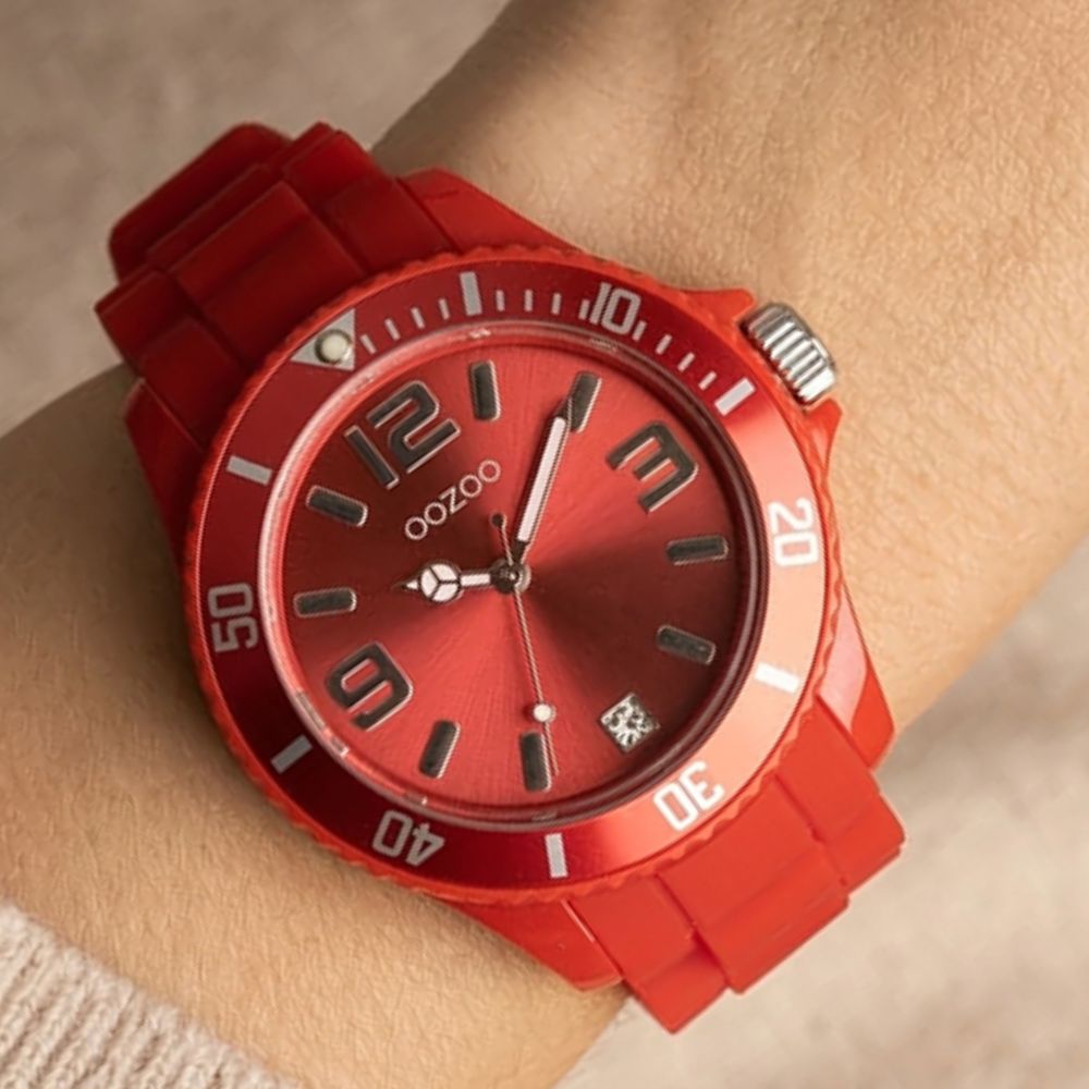 Oozoo Reloj Deportivo Correa De Silicone Para Damas Red