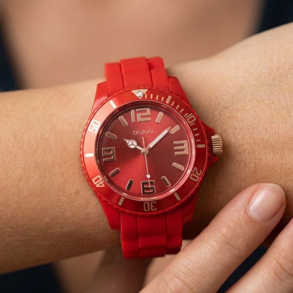 Oozoo Reloj Deportivo Correa De Silicone Unisex Red