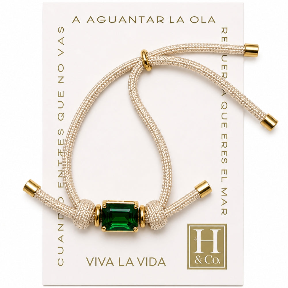 H&Co Pulsera Para Damas Esmeralda Casual