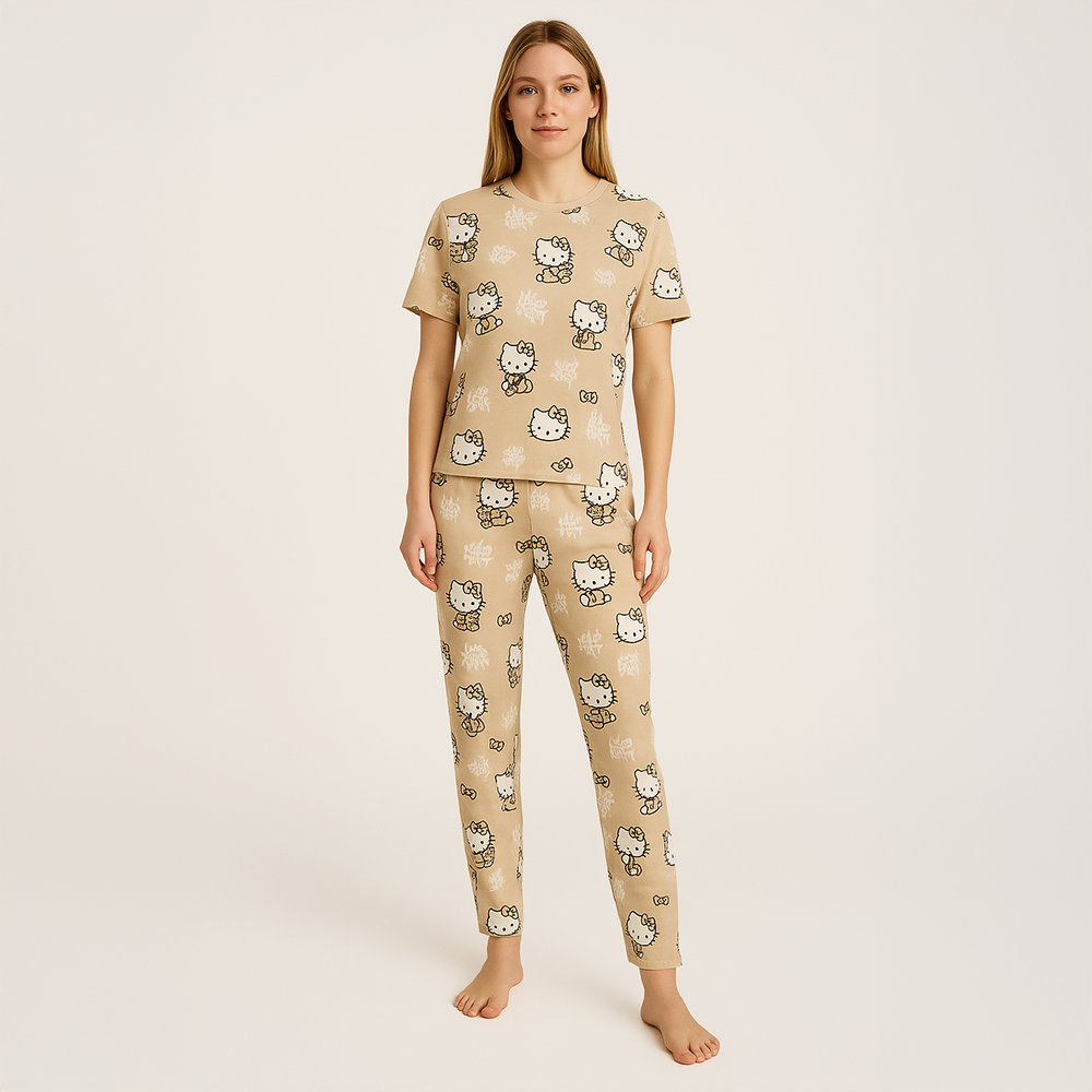 Hello Kitty Tee & Leg Pijama Set Conjunto Beige