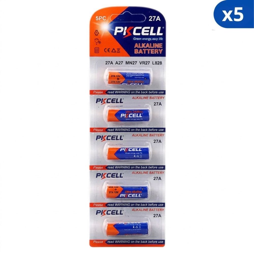 Pkcell Mini Pilas Alcalina 27A Paquete 5Und