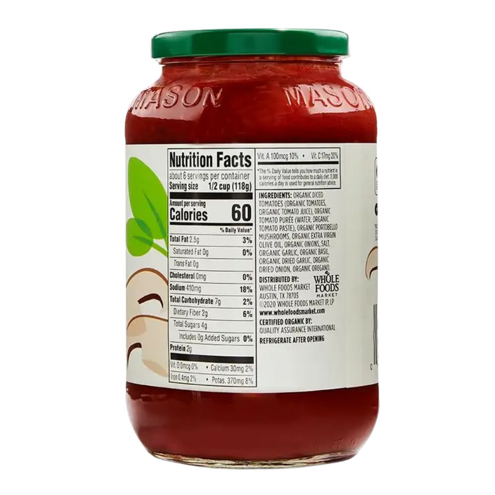365 Whole Foods Market  Organic Portobello Pasta Sauce 709g