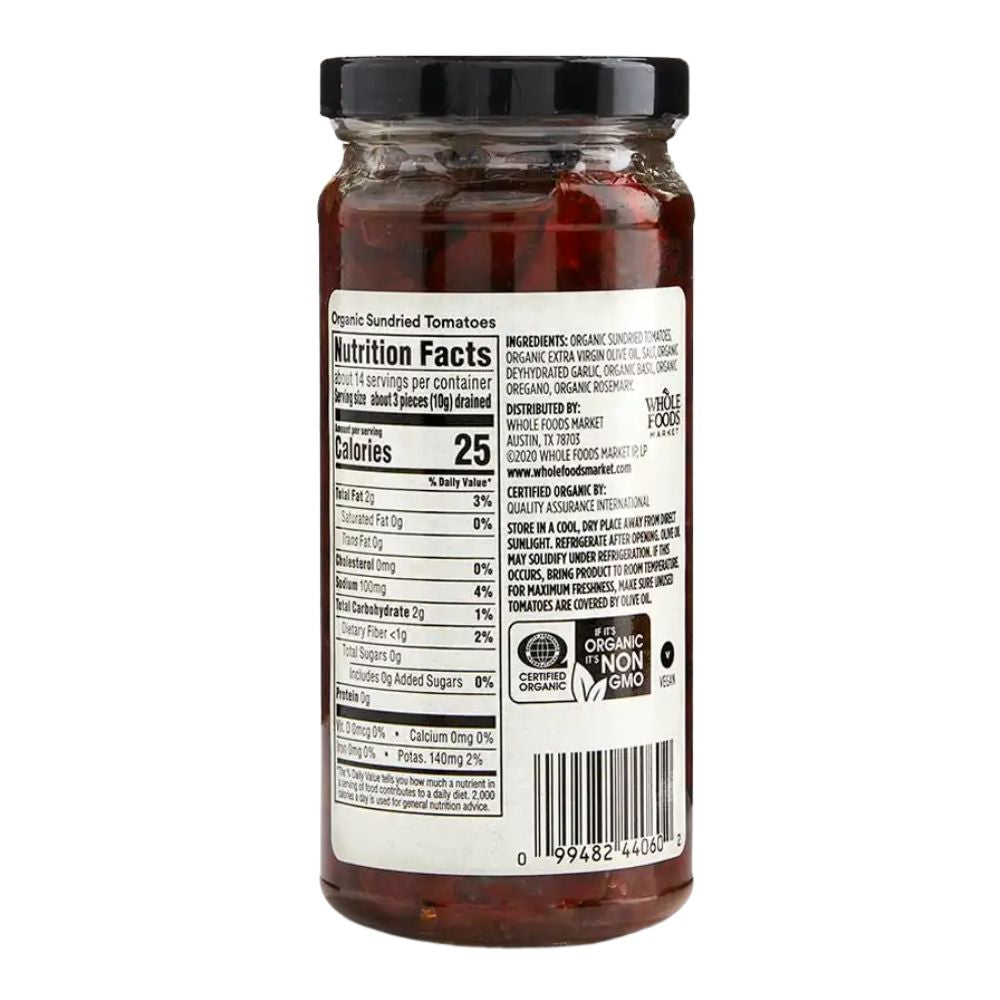 365 Whole Foods Market Organic Sundried Tomatoes In Extra Virgin Olive Oil 241g