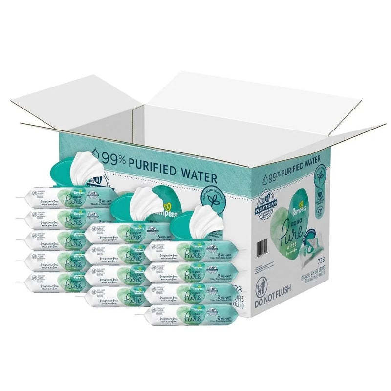 Wipes Pampers 13 Pack Aqua Pure Baby 728 Wipes